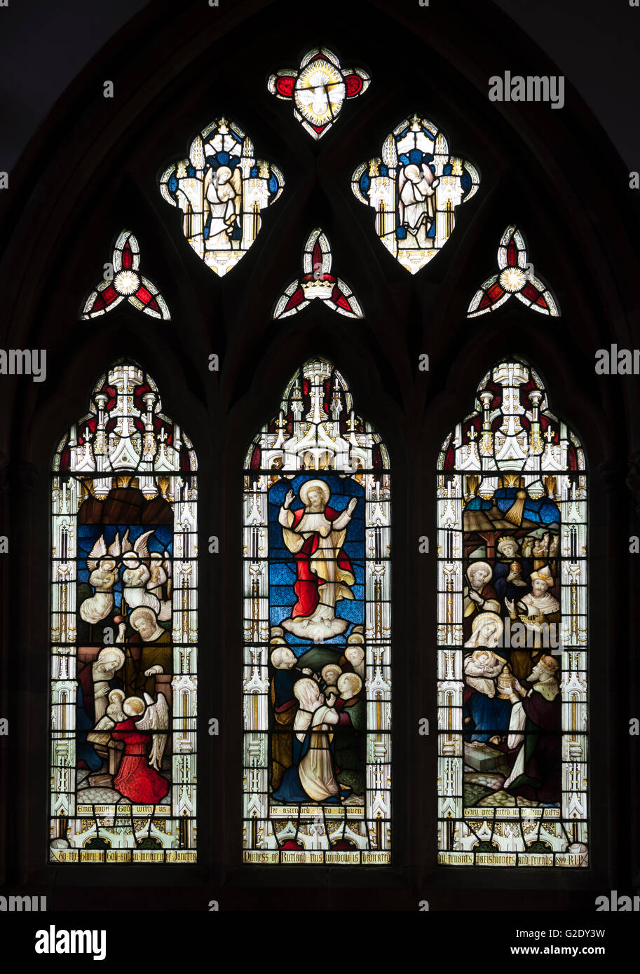 Stained glass in St. Mary`s Church, Ilkeston, Derbyshire, England, UK